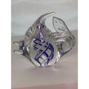 1999 LW Wood Art Glass Fish Figurine Paperweight Prestige Art Co Indiana Swirl B